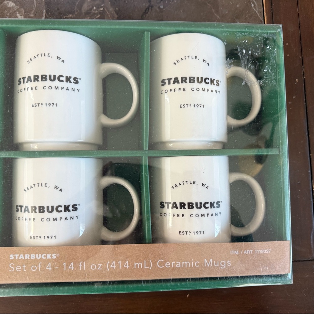 Starbucks White Ceramic Mug Set with Green Box